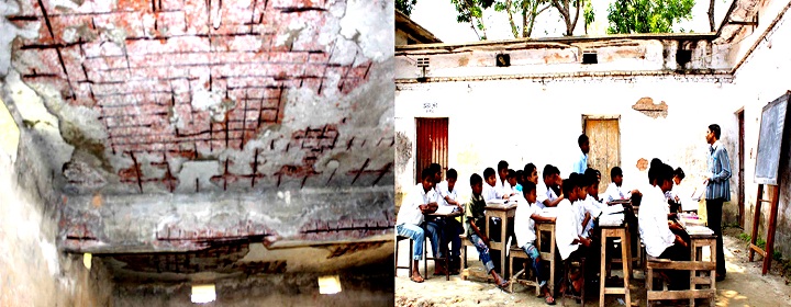 গোবিন্দগঞ্জে খোলা আকাশের নিচে ক্লাস করছে শিক্ষার্থীরা