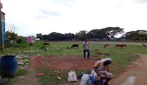 বিদ্যালয়ের খেলার মাঠে পশুর হাট না বসানোর দাবি