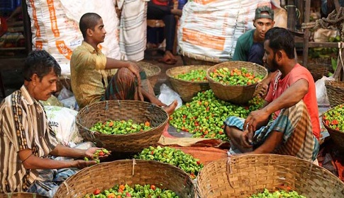 কাঁচা মরিচ ১৪০ টাকা, সবজিতে স্বস্তি