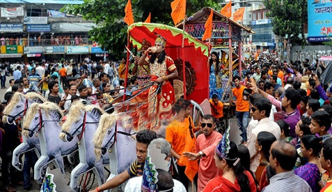 চটগ্রামে কঠোর নিরাপত্তায় জন্মাষ্টমীর শোভাযাত্রা 