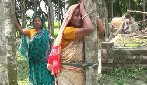 হিন্দু নারীকে গাছে বেঁধে লাঞ্ছিত করে জমি দখল