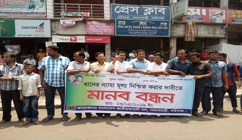 পলাশবাড়ীতে বিএনপির মানববন্ধন