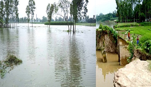 গোবিন্দগঞ্জে করতোয়া নদীর পানি বৃদ্ধি, ভাঙন শুরু 