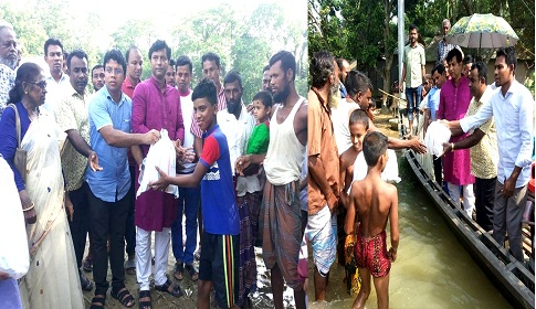 হালুয়াঘাটে ক্ষতিগ্রস্ত বন্যাদূর্গতদের মাঝে ত্রাণ বিতরণ