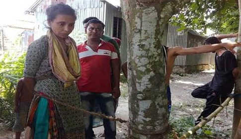 গলাকাটা সন্দেহে মানসিক ভারসাম্যহীন নারীকে গাছে বেঁধে নির্যাতন