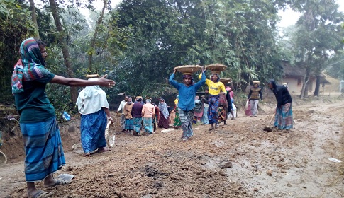 ধামইরহাটে বেকার সময়ে কাজ পেয়ে খুশি কৃষি শ্রমিকরা