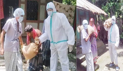 লকডাউনে রাখা ৫০ পরিবারে দেয়া হয়েছে খাদ্য সামগ্রী