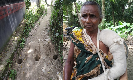 রাস্তায় অবৈধ বাঁশের বেড়া, বাধা দেয়ায় অতর্কিত হামলা