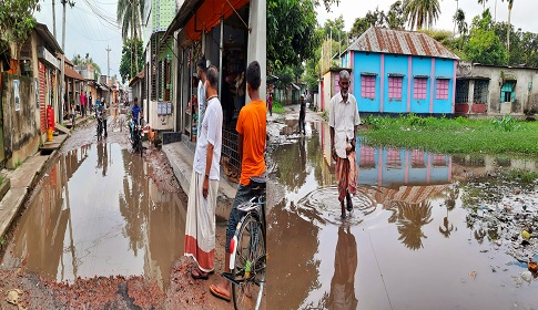 অল্প বৃষ্টিতেই ডুবে যায় রাস্তা, দুর্ভোগ জনগণের