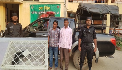 জামালপুরে সাড়ে ১৬ ইঞ্চি দৈর্ঘ্যের তক্ষক উদ্ধার, গ্রেপ্তার ২