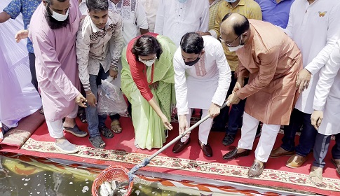 লক্ষ্মীপুরের রায়পুরে ২ লাখ মাছের পোনা অবমুক্ত 