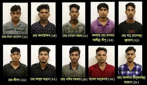 গ্রেপ্তার ১০ ডাকাতকে টাঙ্গাইল গোয়েন্দা পুলিশের কাছে হস্তান্তর