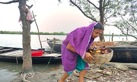 নদীতে কুড়িয়ে পাওয়া পাতায় হাড়ি জ্বলে তরী বালার