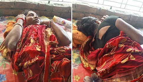 চম্পা মন্ডলকে বাড়ি থেকে টেনে হিঁচড়ে তুলে নিয়ে নির্যাতন করেছে সামাদ গাজী 