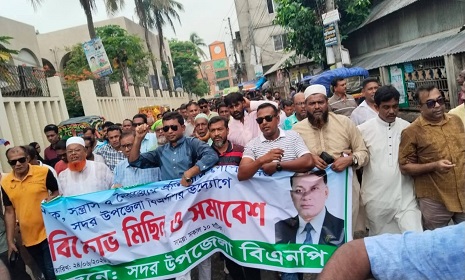 গোপালগঞ্জে নৈরাজ্যের প্রতিবাদে বিএনপির মিছিল সমাবেশ 