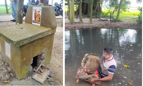 নন্দীগ্রামে কালীমন্দিরে ভাঙচুর, দানবাক্সের টাকা ও পূজার সামগ্রী চুরির অভিযোগ