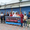 সাংবাদিক তুহিন হত্যার বিচার দাবিতে নগরকান্দা রিপোর্টার্স ইউনিটির মানববন্ধন ও বিক্ষোভ সমাবেশ