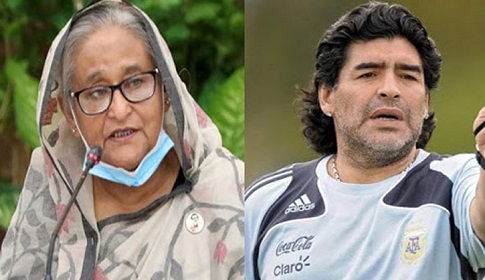 ম্যারাডোনা ফুটবলপ্রেমীদের হৃদয়ে চিরস্মরণীয় হয়ে থাকবেন : প্রধানমন্ত্রী
