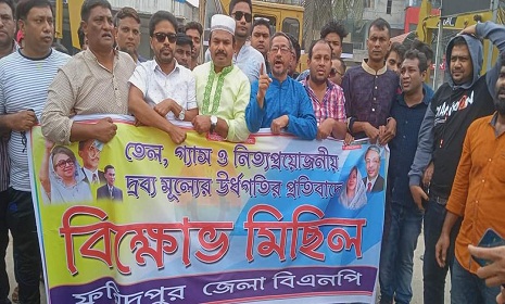 ফরিদপুর শহর বিএনপি'র পথসভা ও বিক্ষোভ মিছিল