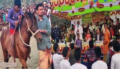 কুড়িগ্রামে শিশুদের ঘোড়দৌড় প্রতিযোগিতায় ফুলবাড়ীর শাকিল জয়ী