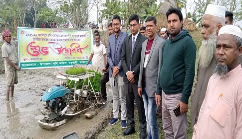 মধুখালীতে বোরো ধানের যান্ত্রিক রোপনের উদ্বোধন