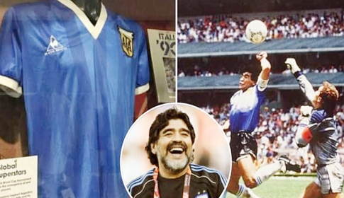 বিশ্বরেকর্ড গড়ে বিক্রি হলো ম্যারাডোনার ‘হ্যান্ড অব গড’ জার্সি