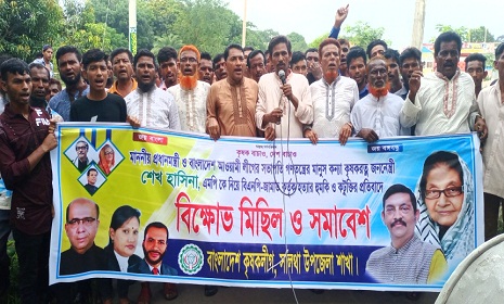 সালথায় কৃষকলীগের বিক্ষোভ মিছিল