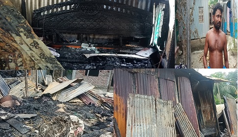 নগরকান্দায় মধ্যরাতে অগুনে পুড়লো ৩টি বসতঘর