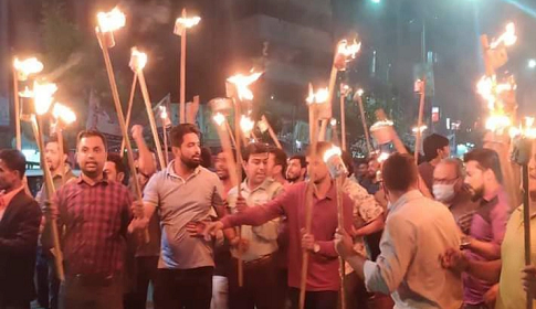 খালেদার মুক্তির দাবিতে মশাল মিছিল