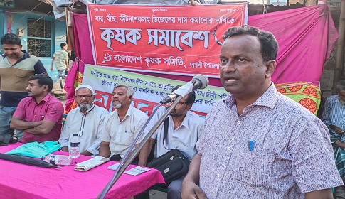 সার বীজ কীটনাশকসহ ডিজেলের দাম কমানোর দাবিতে কামারখালীতে কৃষক সমিতির সমাবেশ