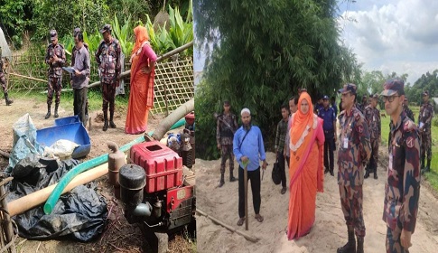 কাপ্তাইয়ে অবৈধ বালু উত্তোলনে ব্যবহৃত তিনটি ড্রেজার মেশিন জব্দ