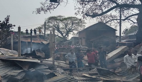 গৌরীপুরের শ্যামগঞ্জ বাজারে ভয়াবহ অগ্নিকাণ্ড, শতাধিক দোকান ও স্থাপনা পুড়ে ছাই 