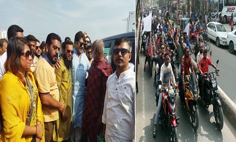 আজমেরী ওসমানের নেতৃত্বে নারায়ণগঞ্জে মোটর শোভাযাত্রা ও পানি বিতরণ