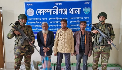 কোম্পানীগঞ্জে ইয়াবাসহ তিন মাদক কারবারী গ্রেপ্তার