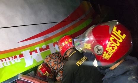 নগরকান্দায় বরযাত্রীবাহী বাস উল্টে খাদে, নিহত ১, আহত ৩৮