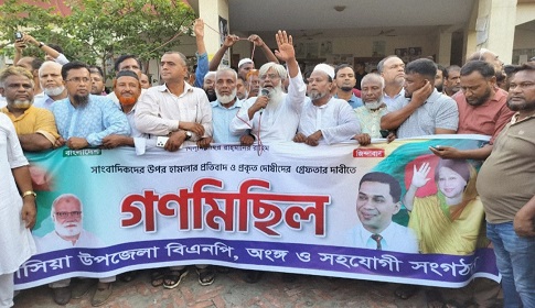কাপাসিয়ায় সাংবাদিকদের ওপর হামলার প্রতিবাদে বিএনপির বিক্ষোভ সমাবেশ