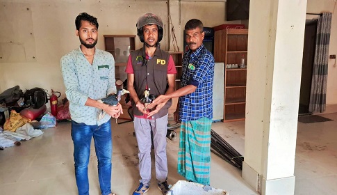 কাপ্তাইয়ে বিলুপ্ত রাজ ধনেশ ও টিয়া পাখির বাচ্চা উদ্ধার