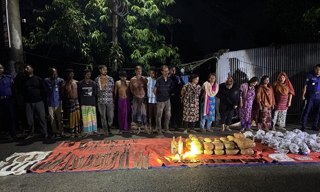 ফরিদপুর রেলওয়ে বস্তিতে মাদক সম্রাজ্ঞী শিলপির চক্র ধ্বংস, আটক ১৫