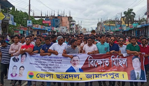 জামালপুরে ছাত্রদলের বিক্ষোভ মিছিল ও প্রতিবাদ সমাবেশ