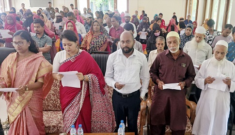 গৌরনদীতে জুলাই পুণর্জাগরণে শপথ গ্রহণ 
