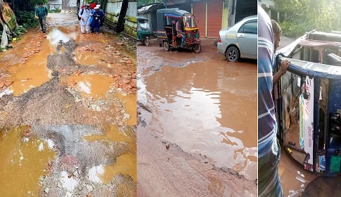 বানারীপাড়া পৌরসভার সড়কের বেহাল দশা