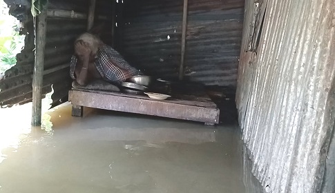 পানিবন্দি হয়ে শতাধিক পরিবারের মানবেতর জীবন-যাপন