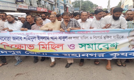 শহিদুল ইসলাম বাবুলের মুক্তির দাবিতে ফরিদপুরে কৃষক দলের বিক্ষোভ মিছিল ও সমাবেশ