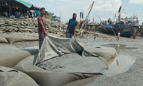 হাতিয়ায় নদী ভাঙন রোধকল্পে ফেলা বালিভর্তি জিও ব্যাগ ছিঁড়ে ফেলার অভিযোগ