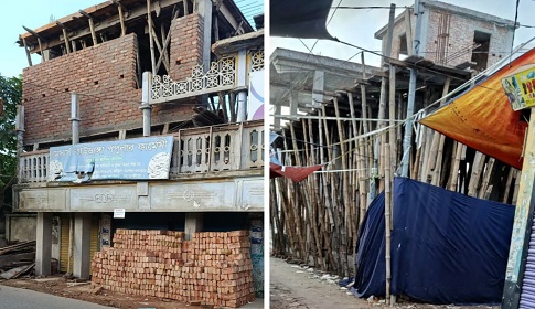 সাতক্ষীরার ঝাউডাঙা বাজারেরে পেরিফেরি জমিতে চলছে বহুতল ভবন নির্মাণের মহোৎসব