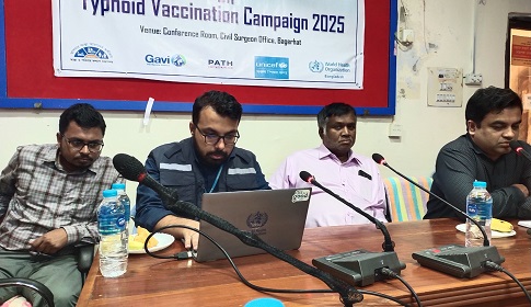 বাগেরহাটে ৪ লাখ ২২ হাজারের অধিক শিশু কিশোর পাবে টাইফয়েড টিকা