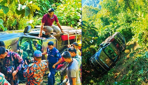সাজেকে নিয়ন্ত্রণ হারিয়ে পাহাড়ি খাদে বিজিবির গাড়ি, আহত ২