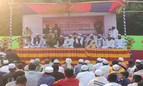 নগরকান্দায় ধর্মীয় অনুভূতি অবমাননার অভিযোগে প্রতিবাদ সমাবেশ