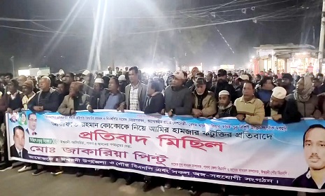 আমির হামজার বক্তব্যের প্রতিবাদে ঈশ্বরদীতে বিএনপির বিক্ষোভ