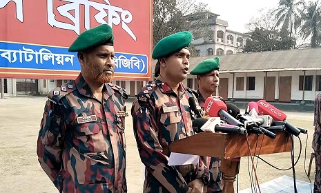 দিনাজপুরে নির্বাচনে বিজিবি মোতায়েন ও ক্যাম্প স্থাপন নিয়ে প্রেস ব্রিফিং 